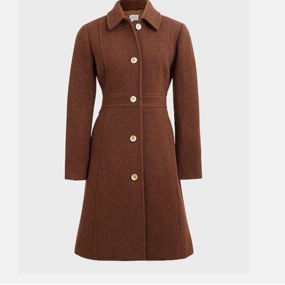 J. Crew Wool-Blend Lined Lady Day Coat Long Sleeve Brown Size 6P NWT *READ - Picture 1 of 16